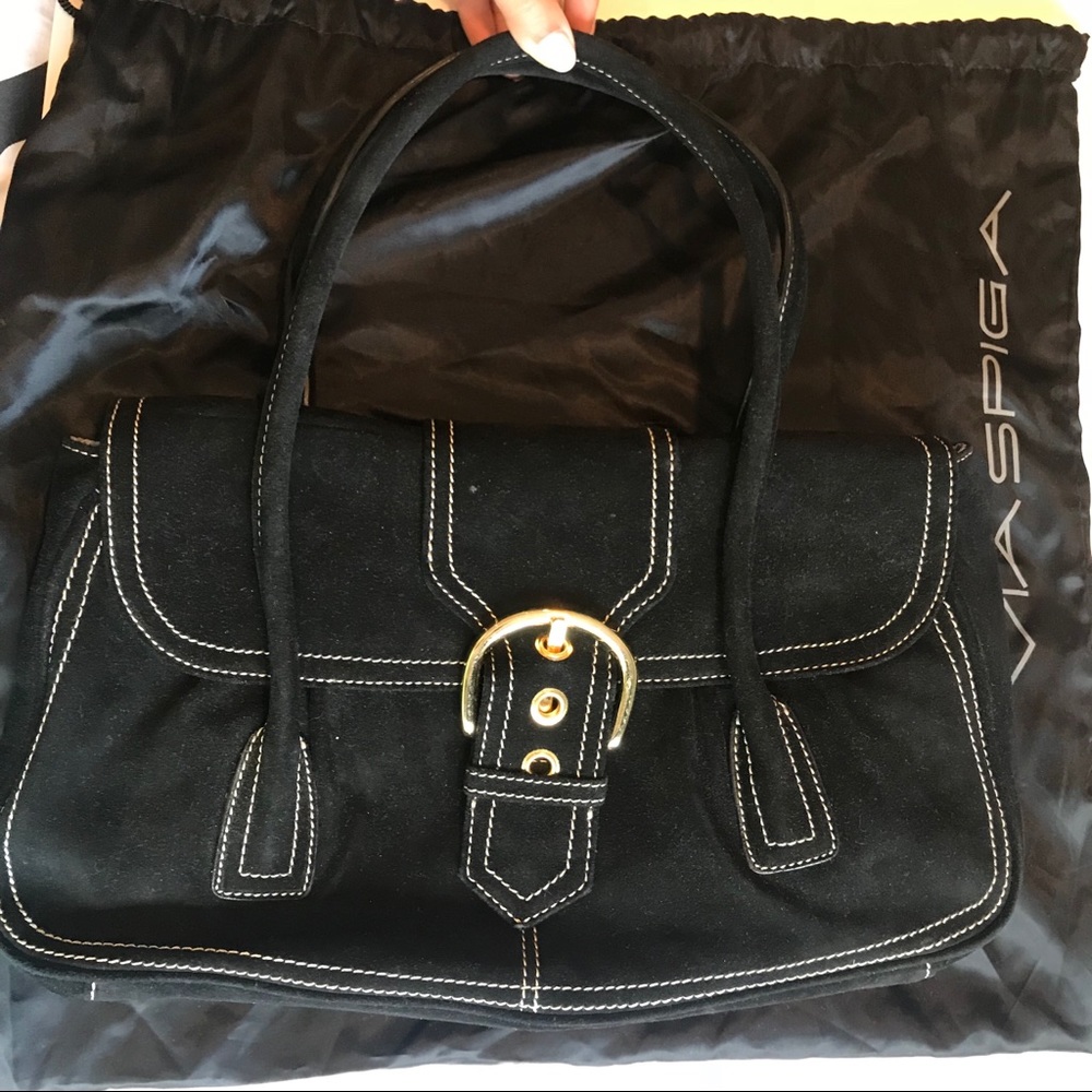 VIA SPIGA - black leather satchel